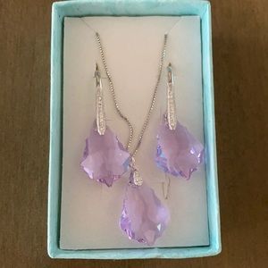 Lavender stone necklace and earrings set!